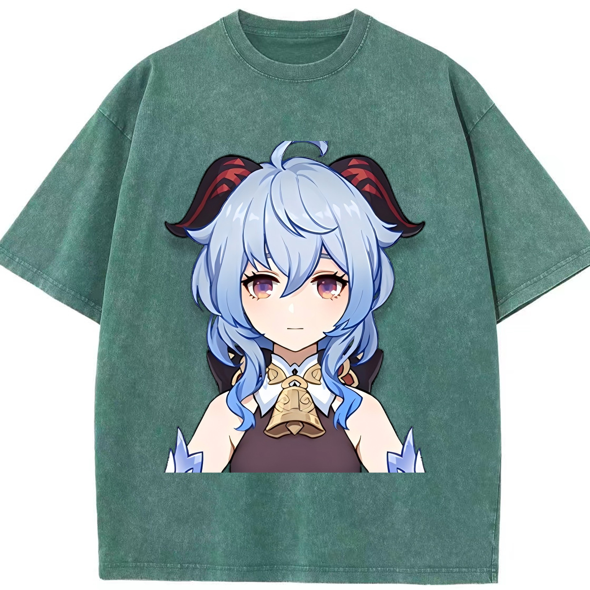 げんし神 甘雨 かんう genshin Ganyu 綿100% ヴィンテージ風 半袖Tシャツ（フロントプリント）